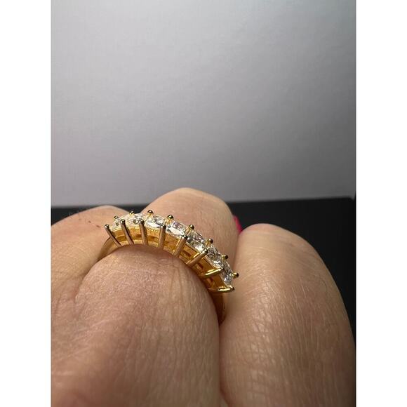 Moissanite 7 stone ring yg over sterling silver ring size 9 - Picture 7 of 11